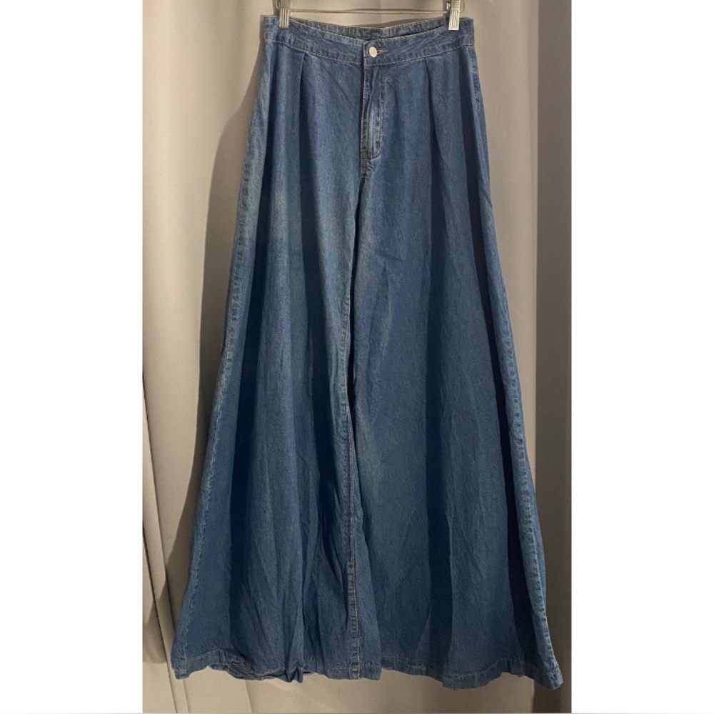 SHEIN Blue Flare Wide Leg Jeans Classic Style